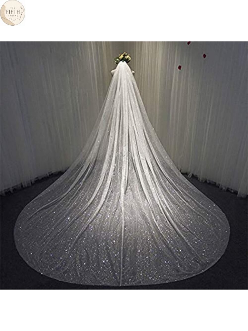 Cathedral Length Sparkle Tulle Wedding Veil with Comb Bridal Hair Accessory